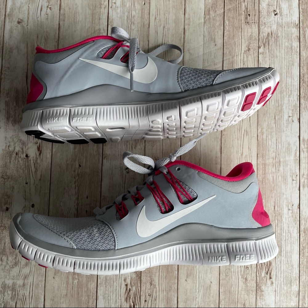 PREOWNED NIKE FREE PINK GREY WOMENS SIZE 8 SNEAKERS